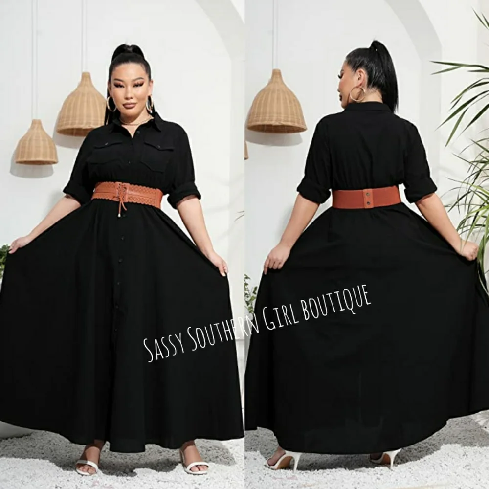 🆕⭐ Plus Black button down shirt maxi dress - Picture 6 of 14